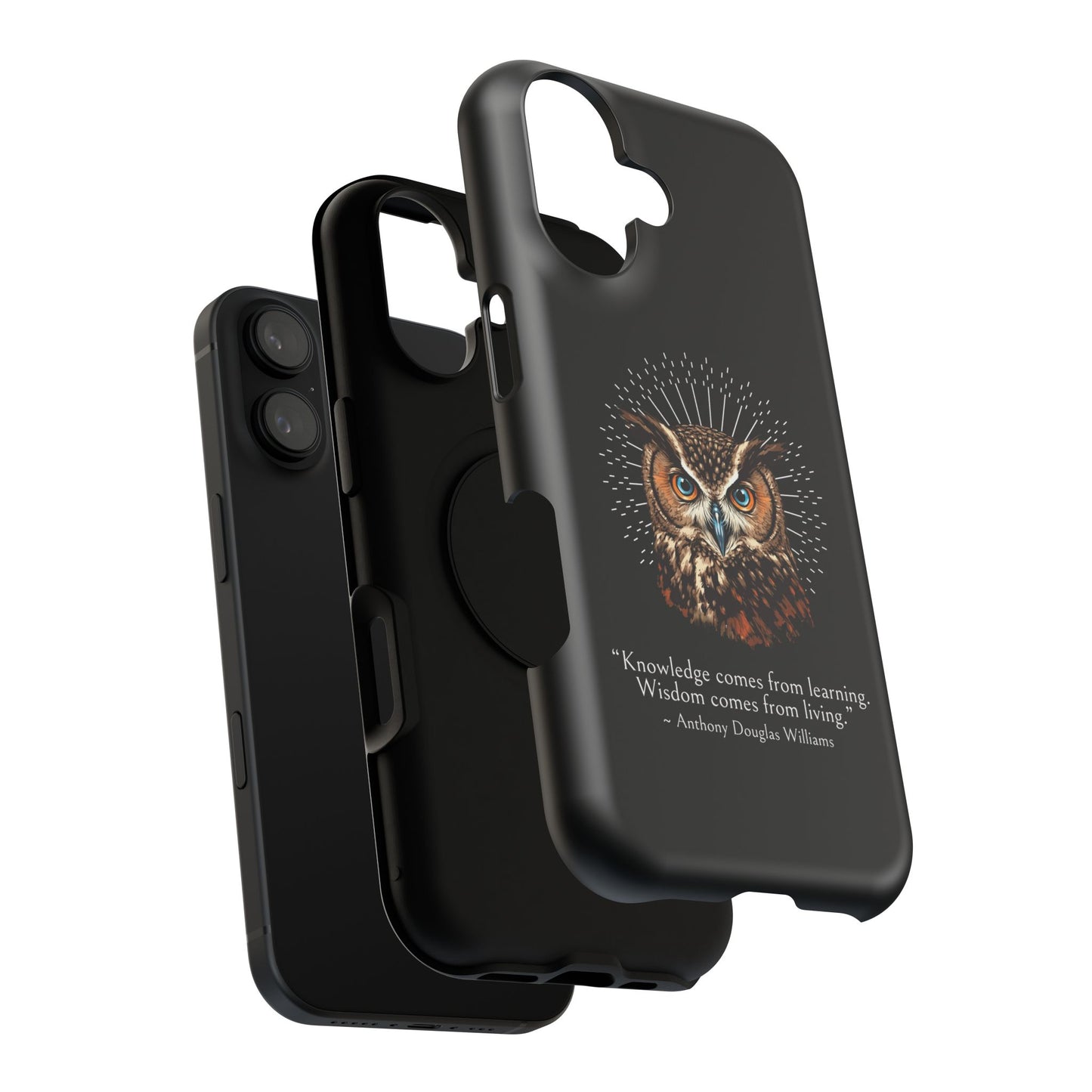 Black Owl Wisdom Impact-Resistant iPhone Case