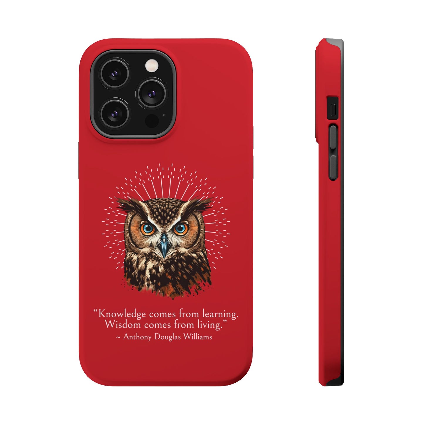 Red Owl Wisdom Impact-Resistant iPhone Case