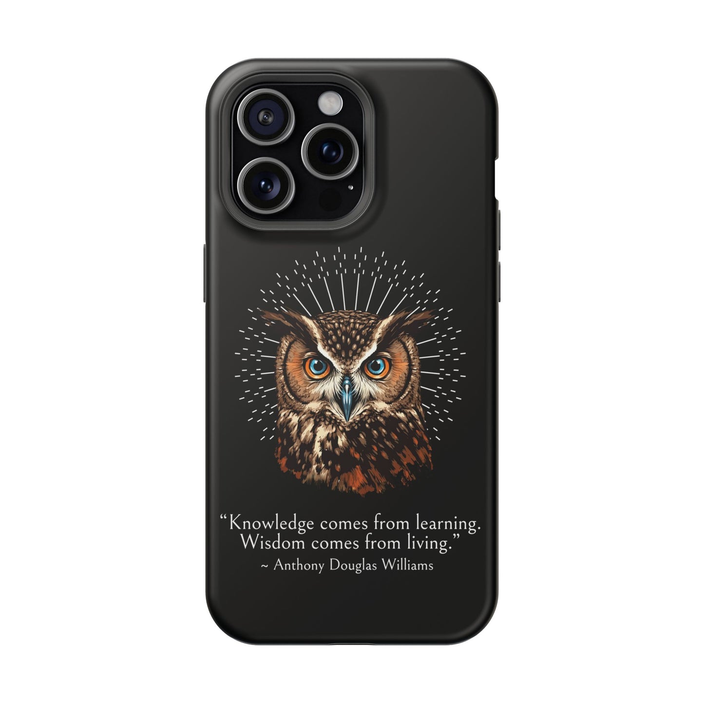 Black Owl Wisdom Impact-Resistant iPhone Case