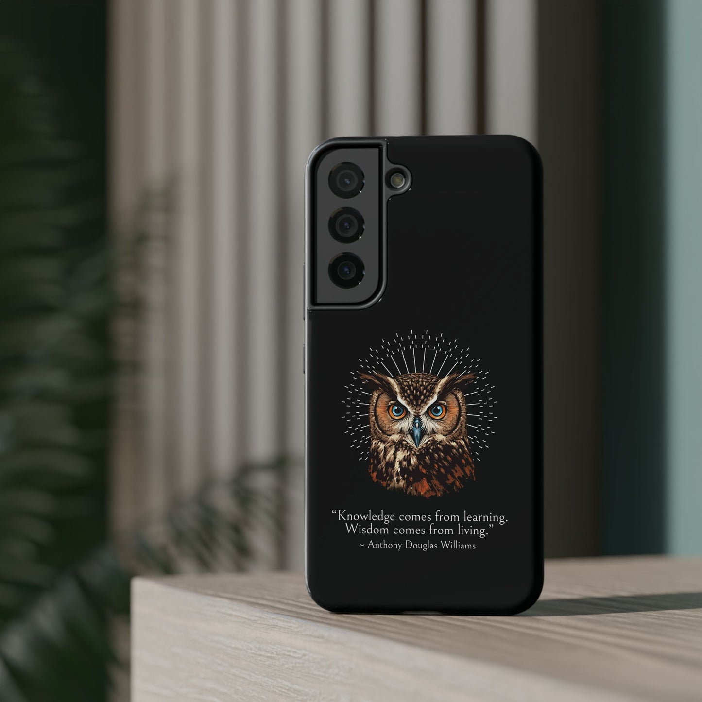 Black Owl Wisdom Impact-Resistant iPhone Case