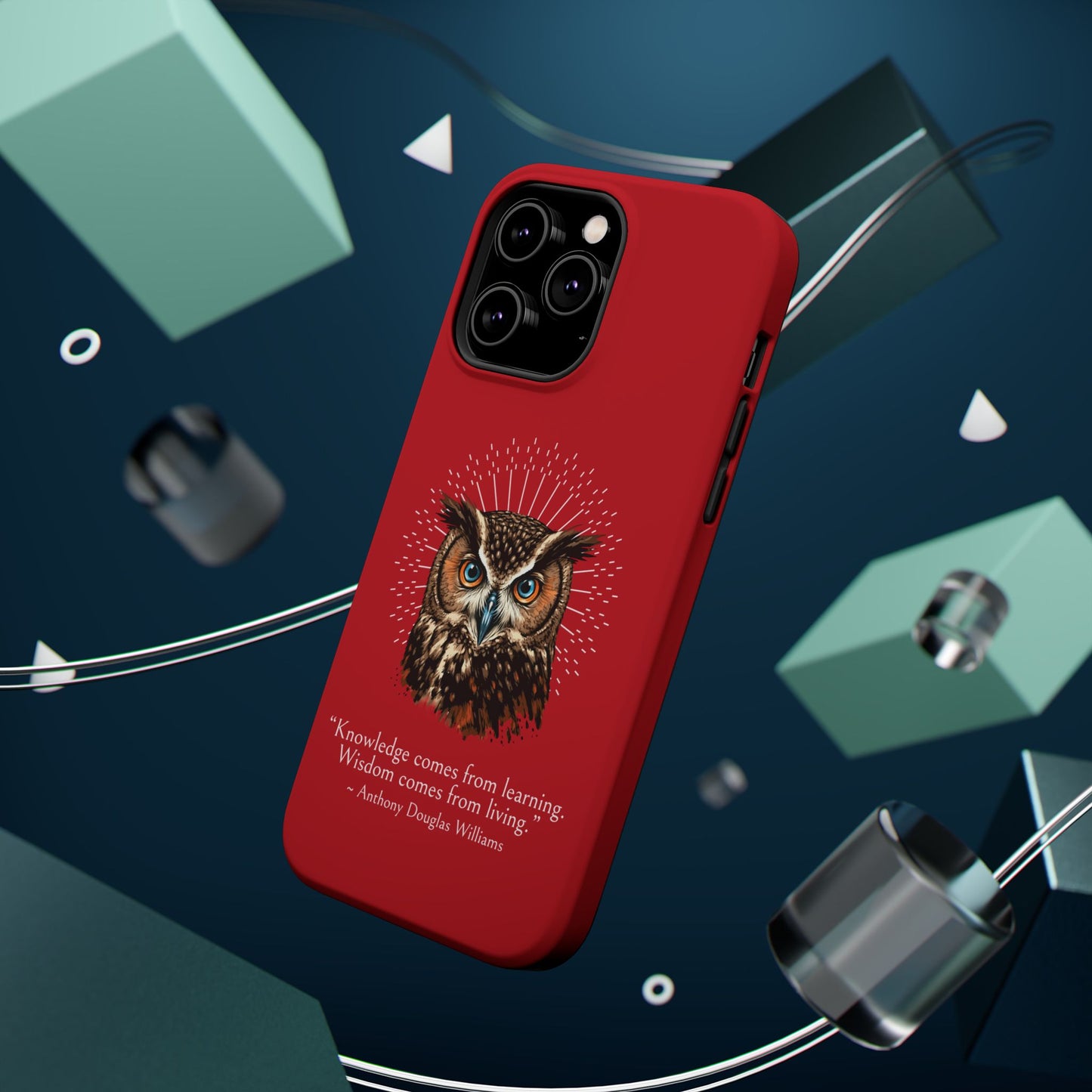 Red Owl Wisdom Impact-Resistant iPhone Case