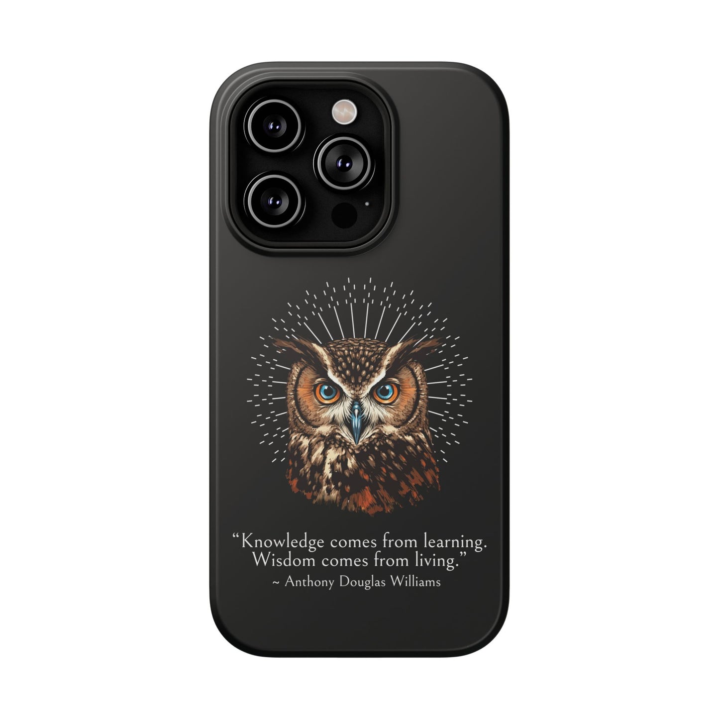 Black Owl Wisdom Impact-Resistant iPhone Case