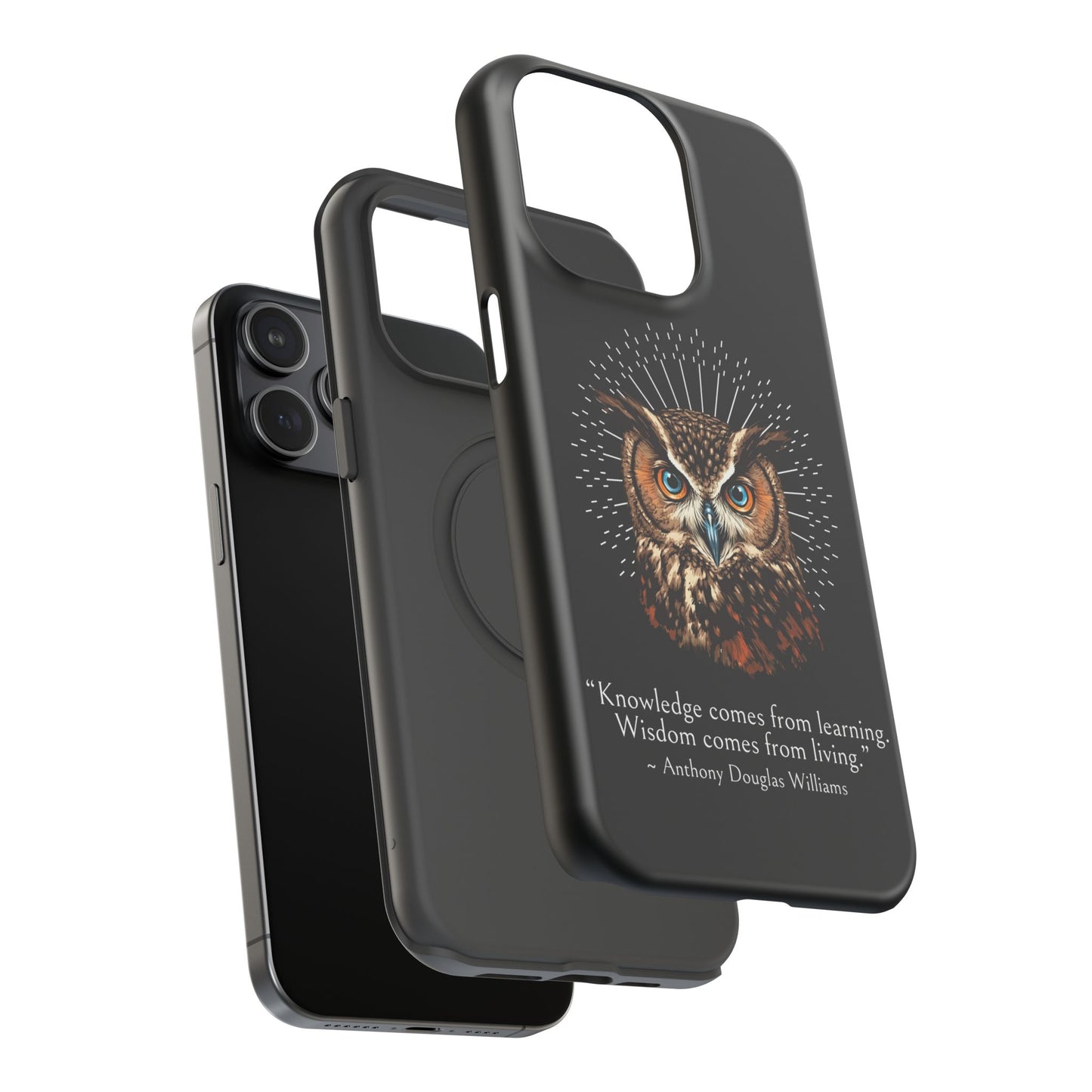 Black Owl Wisdom Impact-Resistant iPhone Case