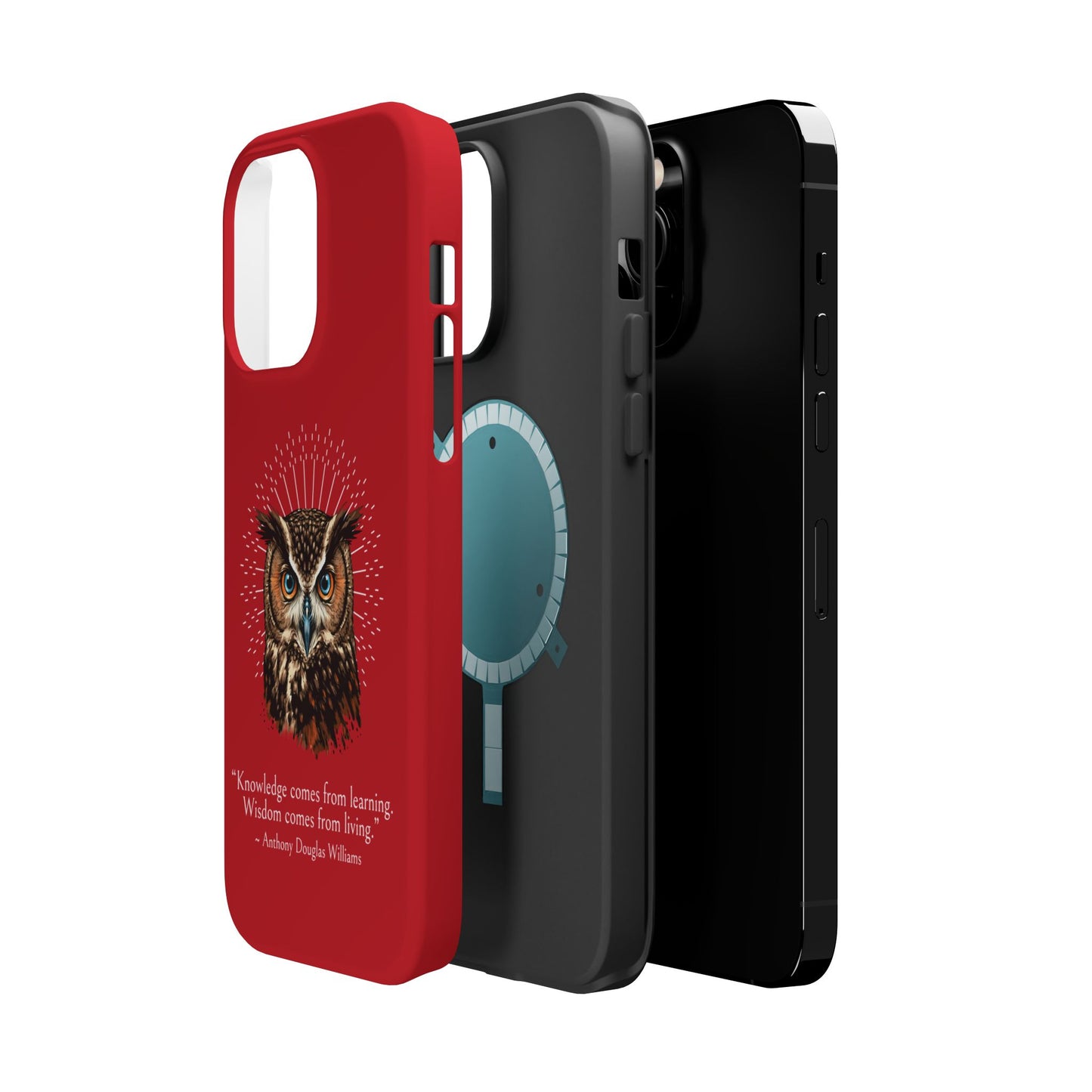 Red Owl Wisdom Impact-Resistant iPhone Case