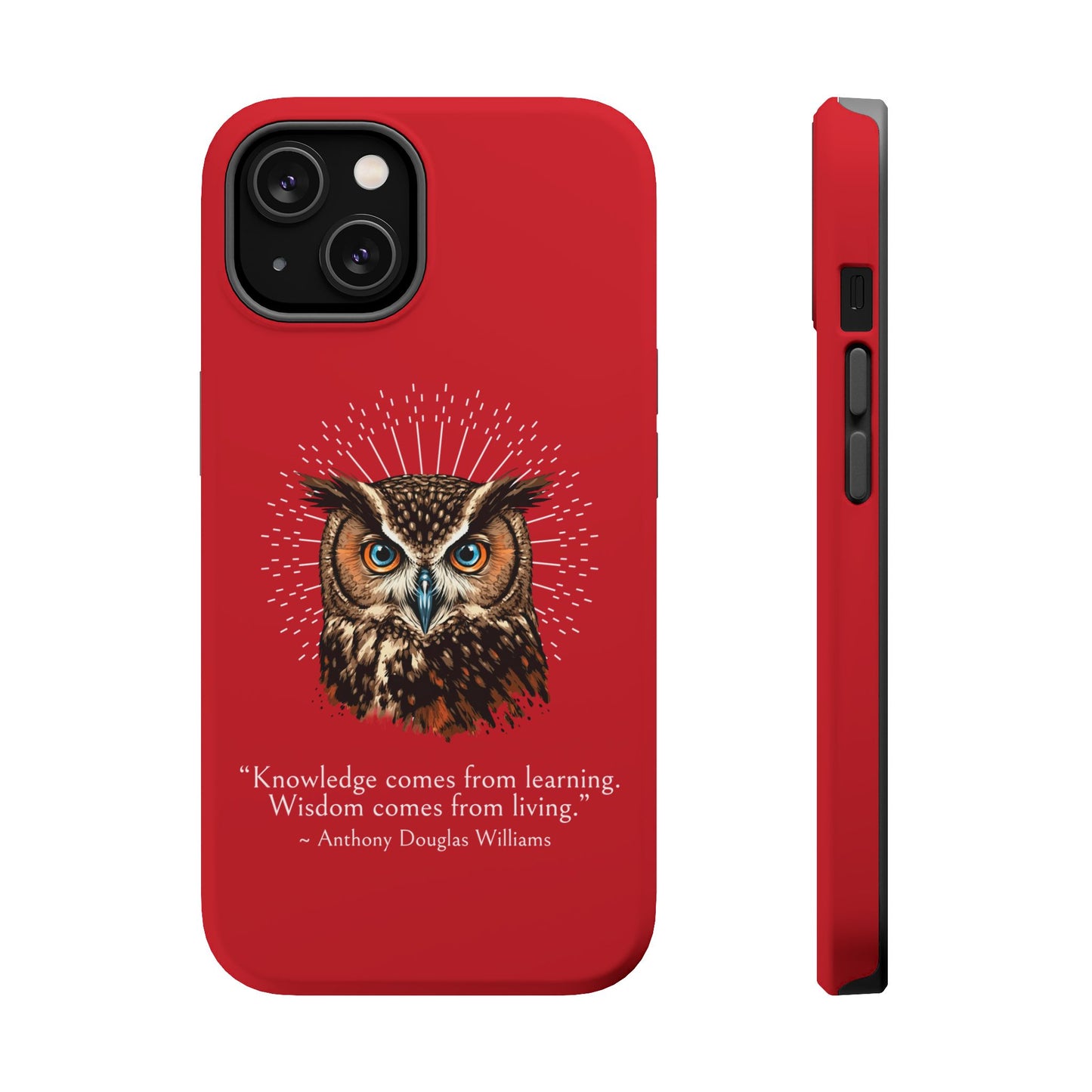 Red Owl Wisdom Impact-Resistant iPhone Case