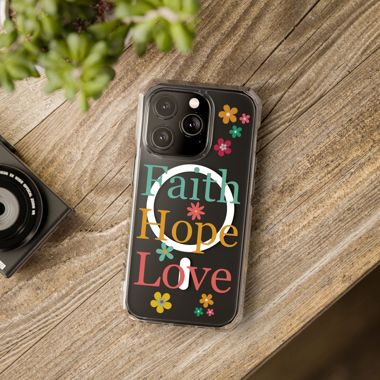 Faith, Hope, Love Magnetic Clear Impact iPhone Case