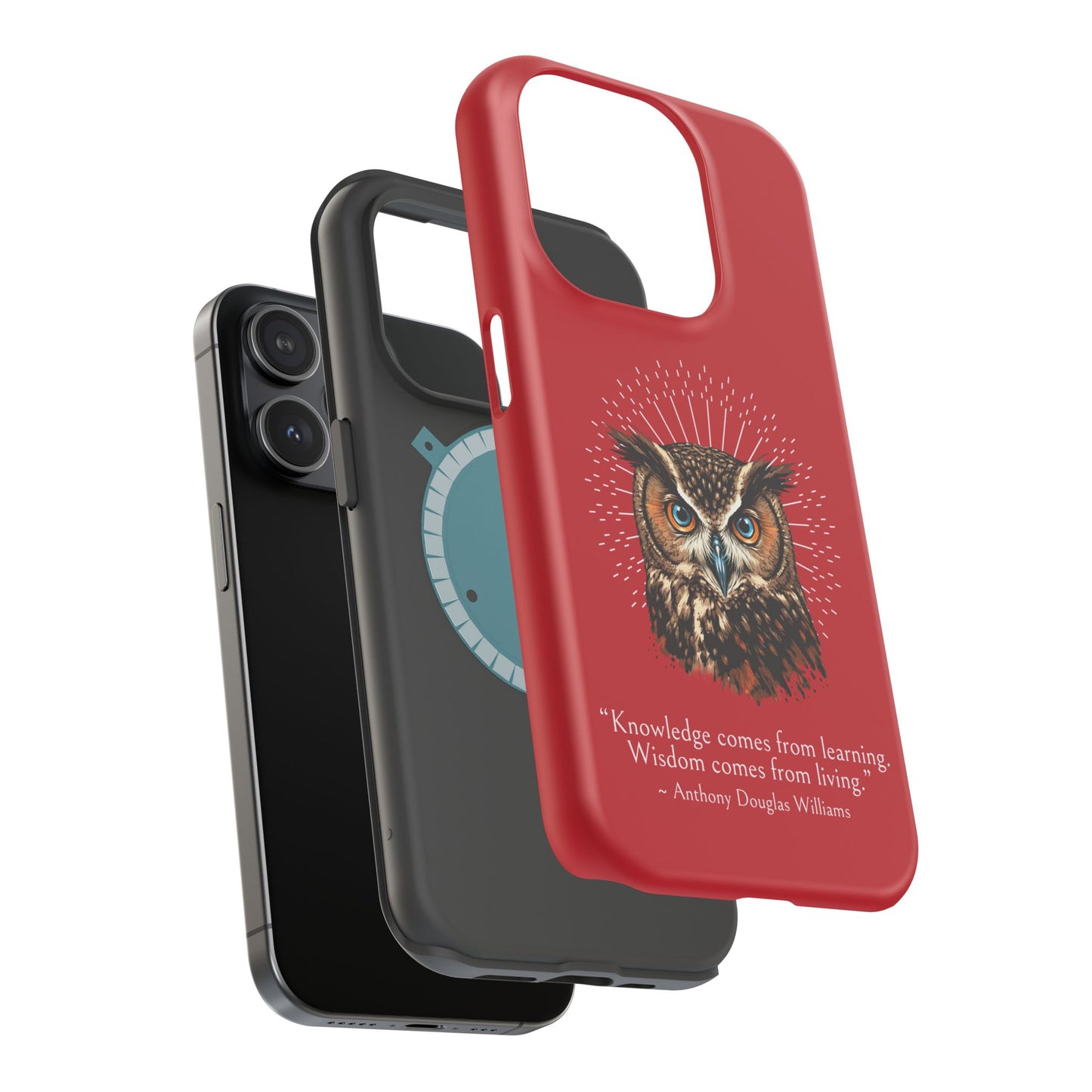 Red Owl Wisdom Impact-Resistant iPhone Case