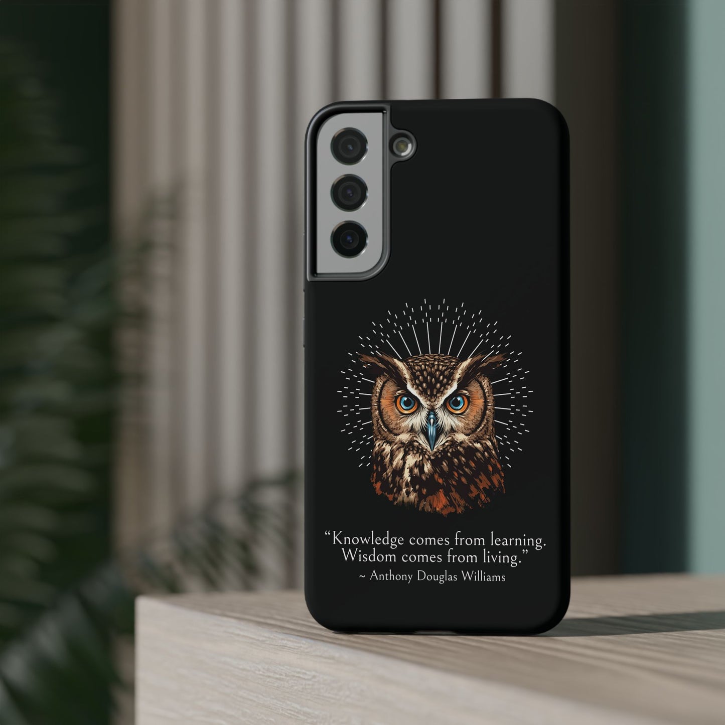 Black Owl Wisdom Impact-Resistant iPhone Case