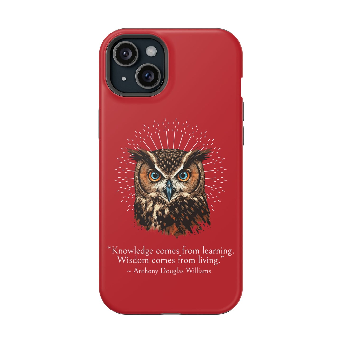 Red Owl Wisdom Impact-Resistant iPhone Case