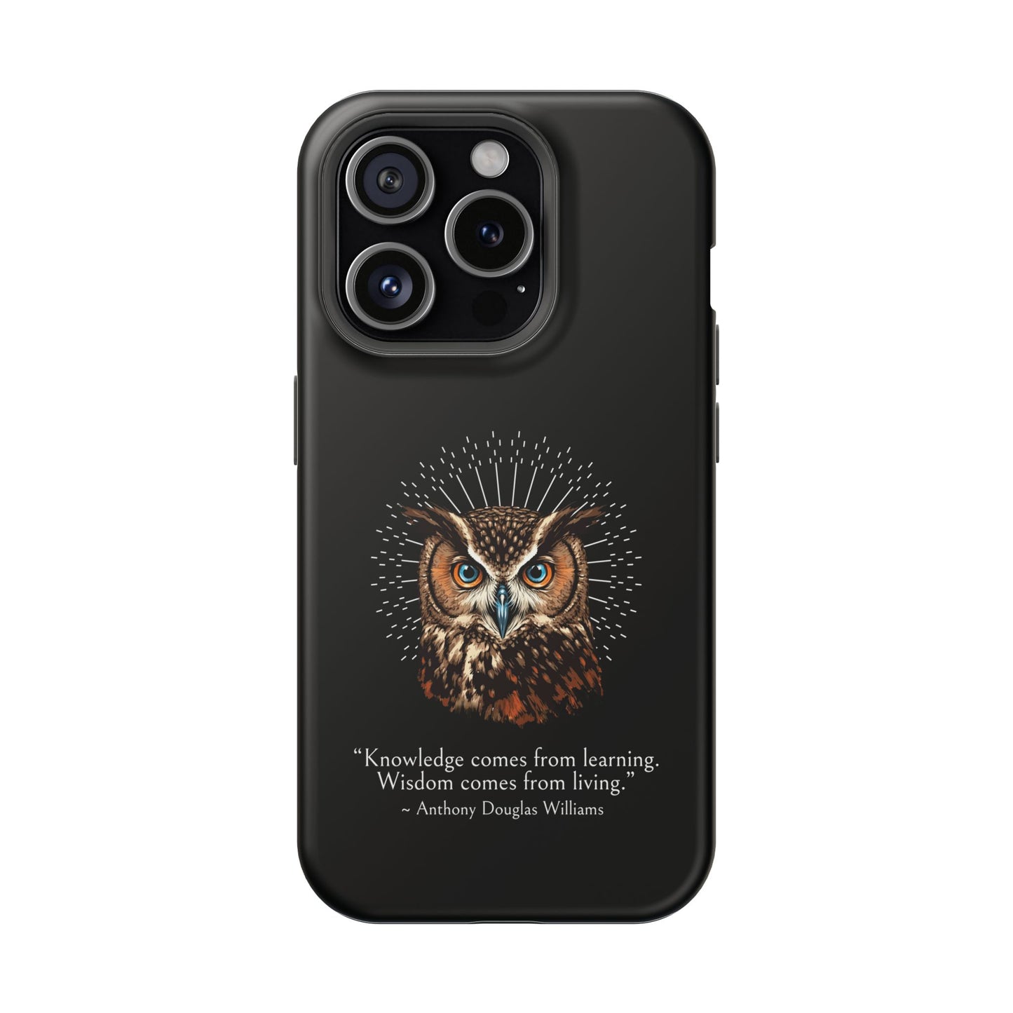 Black Owl Wisdom Impact-Resistant iPhone Case