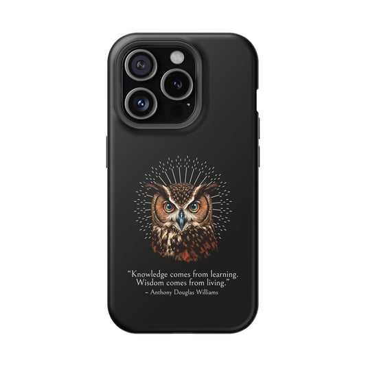 Black Owl Wisdom Impact-Resistant iPhone Case