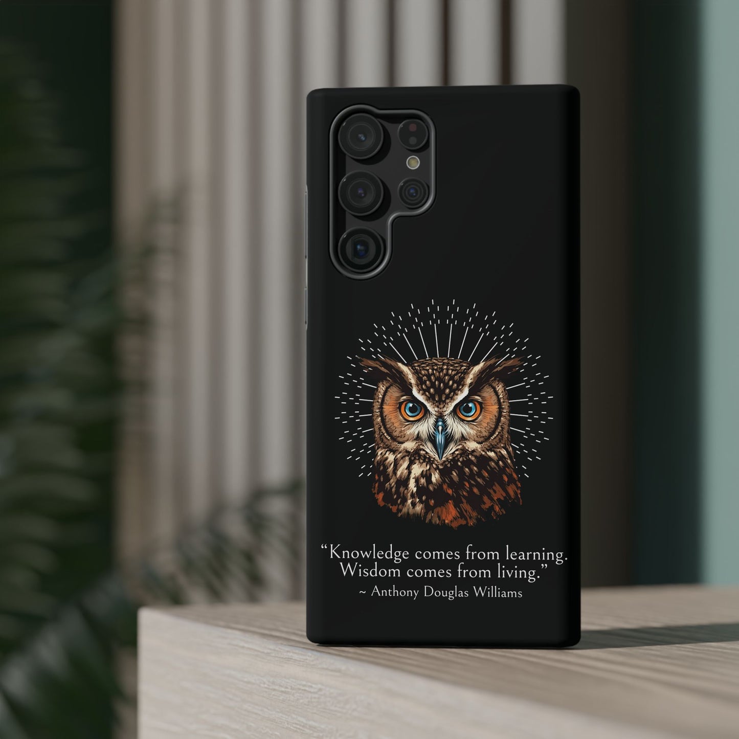 Black Owl Wisdom Impact-Resistant iPhone Case