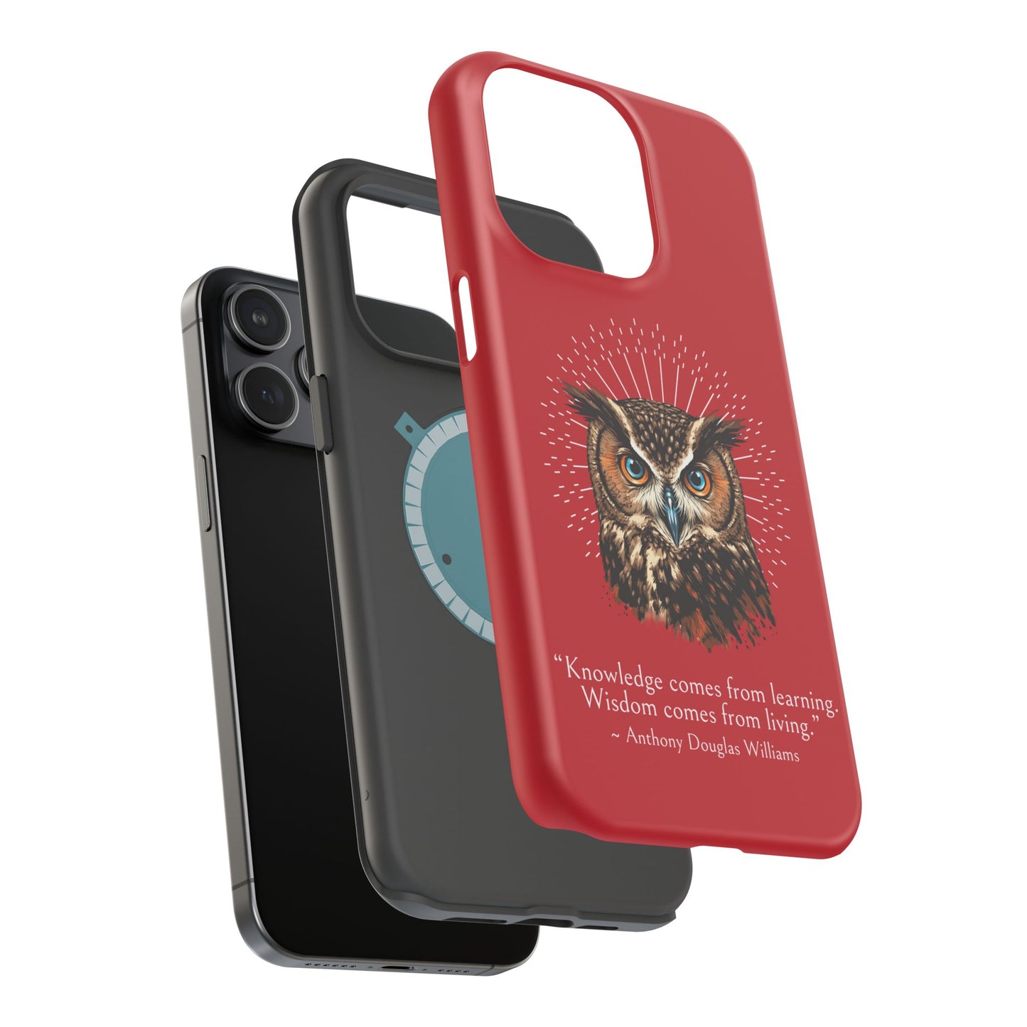 Red Owl Wisdom Impact-Resistant iPhone Case