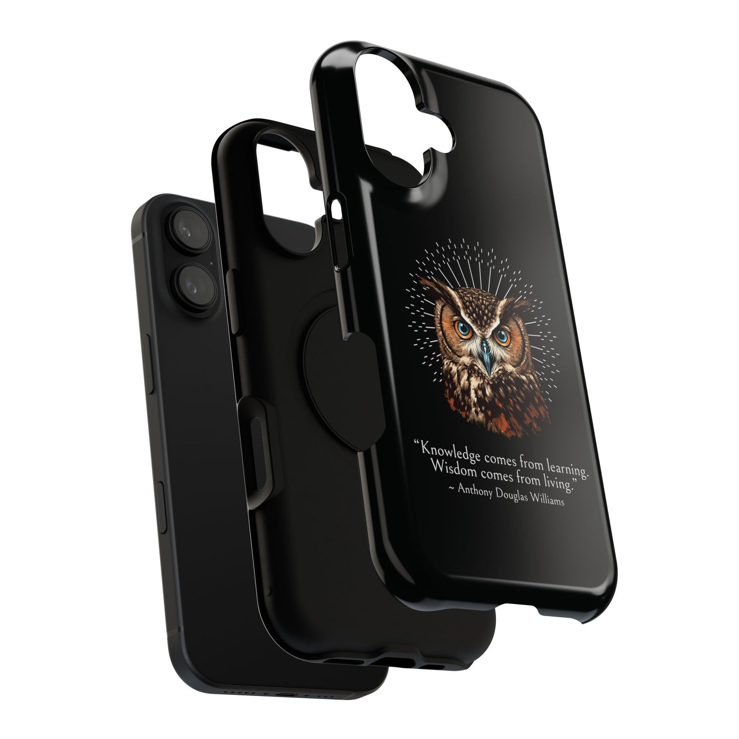 Black Owl Wisdom Impact-Resistant iPhone Case