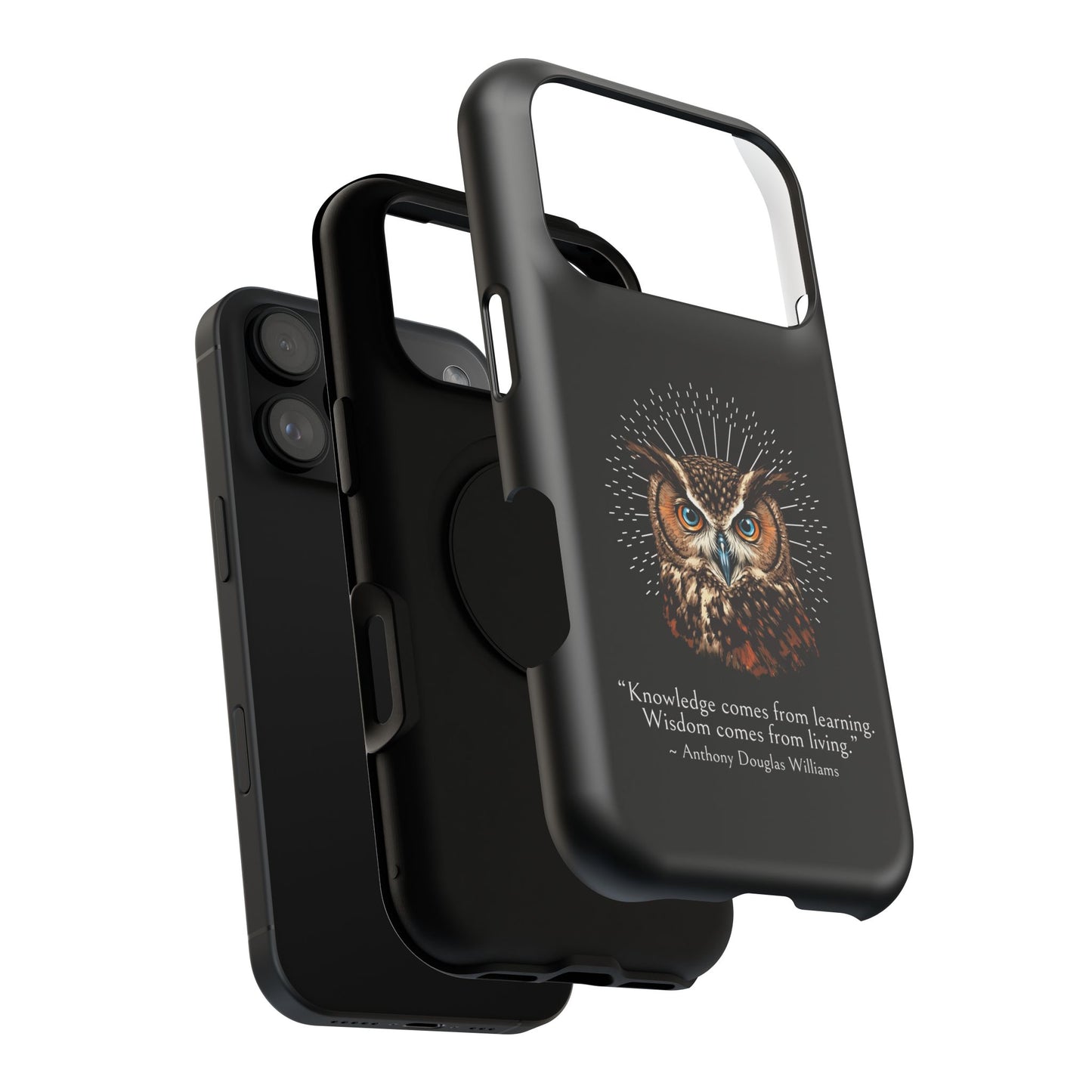 Black Owl Wisdom Impact-Resistant iPhone Case