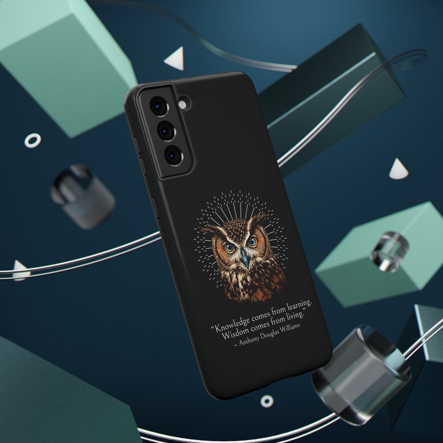 Black Owl Wisdom Impact-Resistant iPhone Case