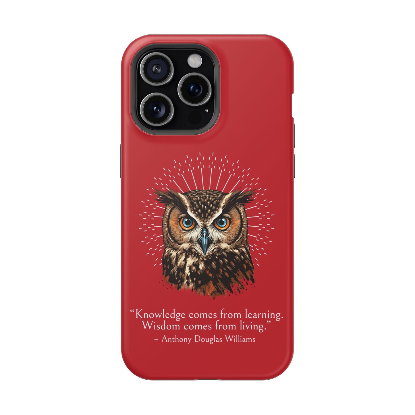 Red Owl Wisdom Impact-Resistant iPhone Case