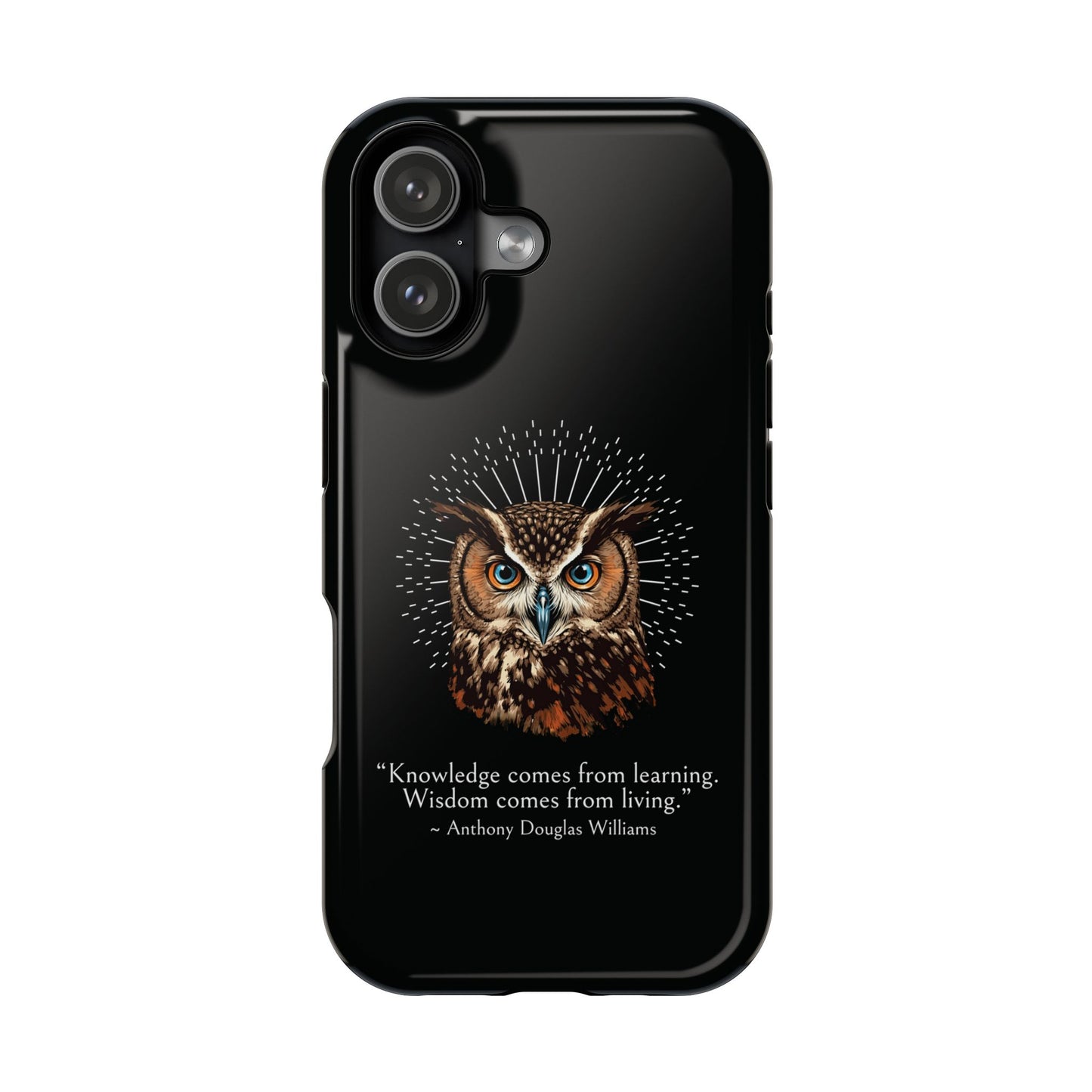 Black Owl Wisdom Impact-Resistant iPhone Case