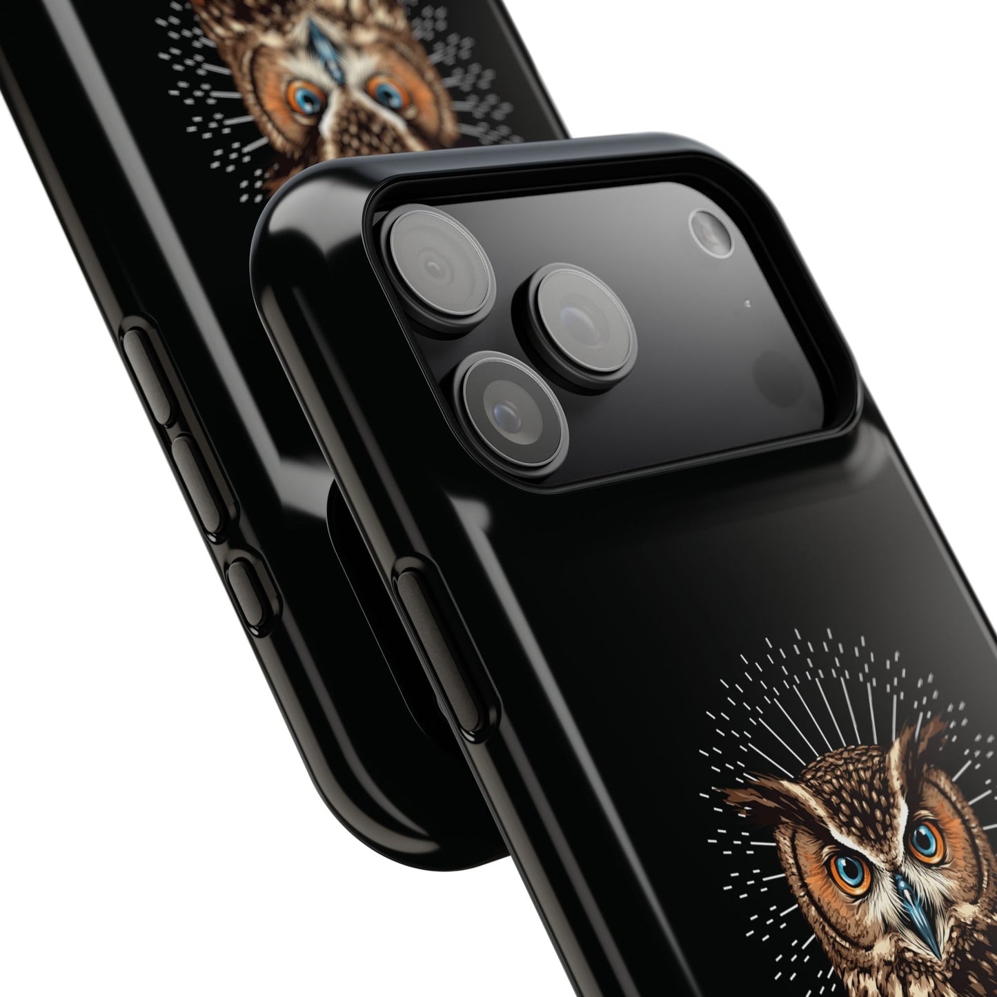 Black Owl Wisdom Impact-Resistant iPhone Case