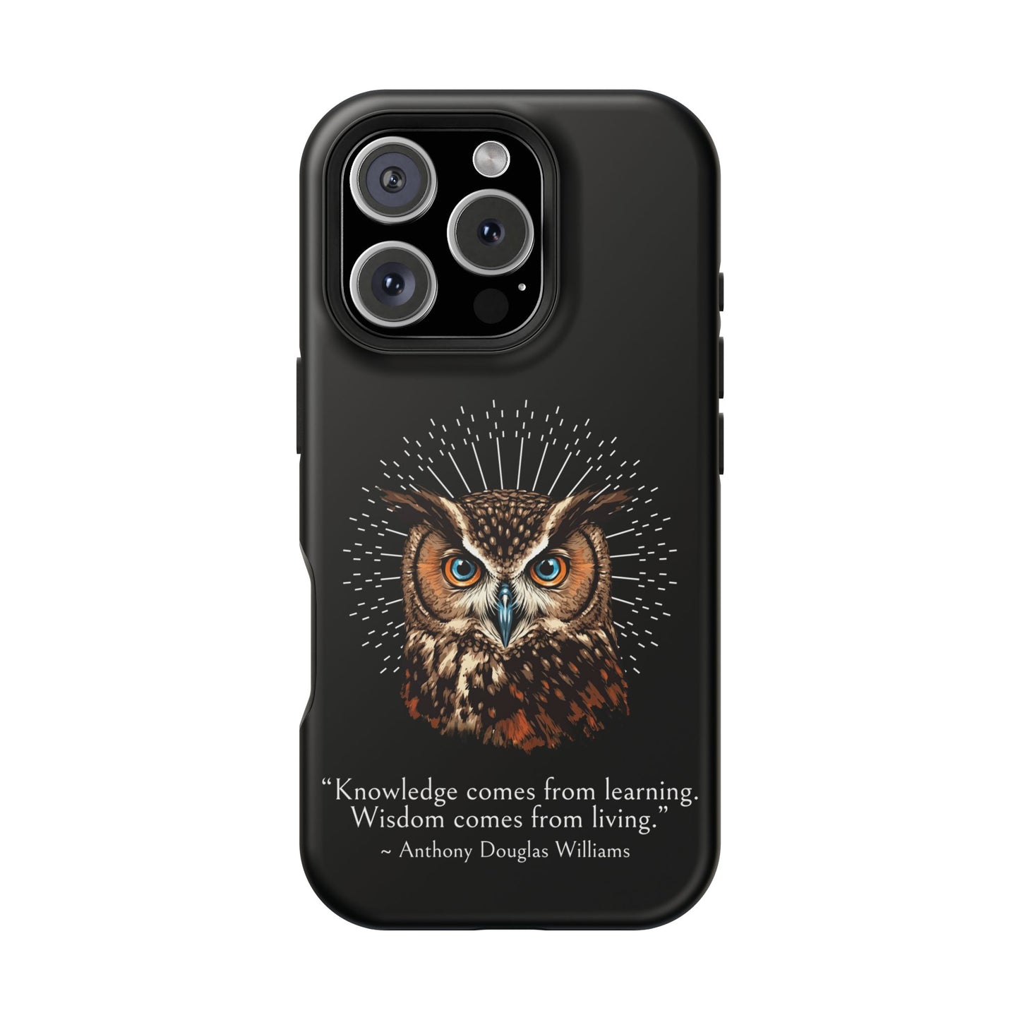 Black Owl Wisdom Impact-Resistant iPhone Case