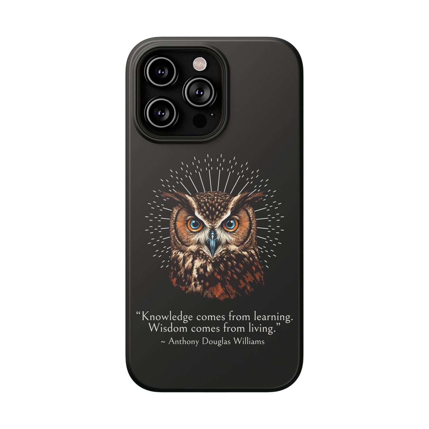 Black Owl Wisdom Impact-Resistant iPhone Case