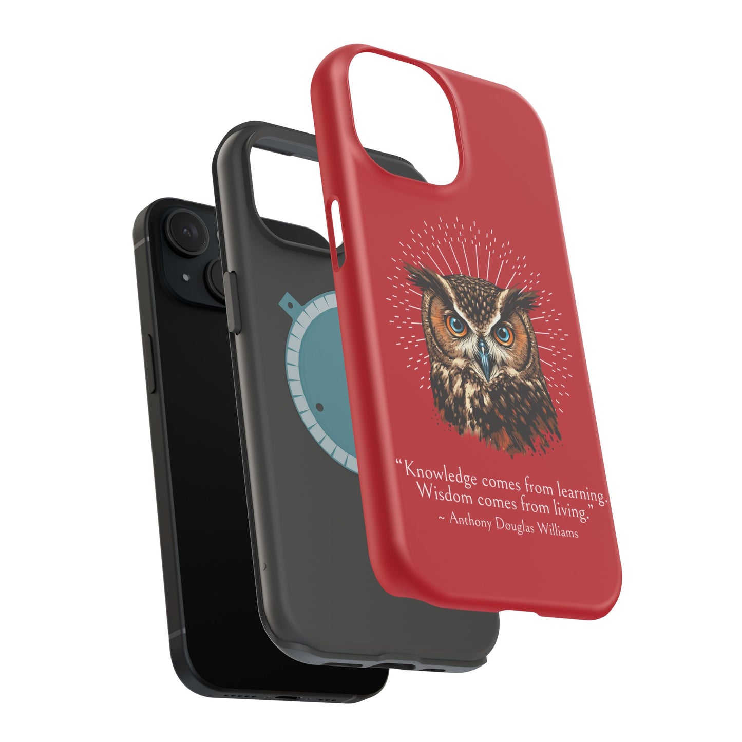 Red Owl Wisdom Impact-Resistant iPhone Case