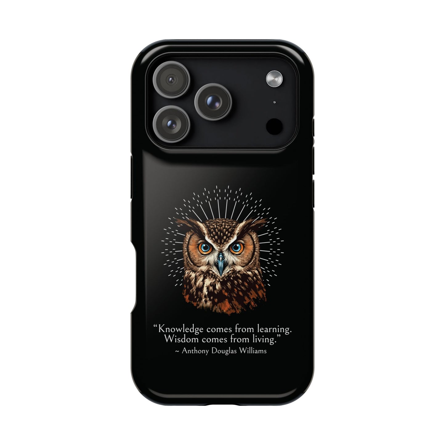 Black Owl Wisdom Impact-Resistant iPhone Case