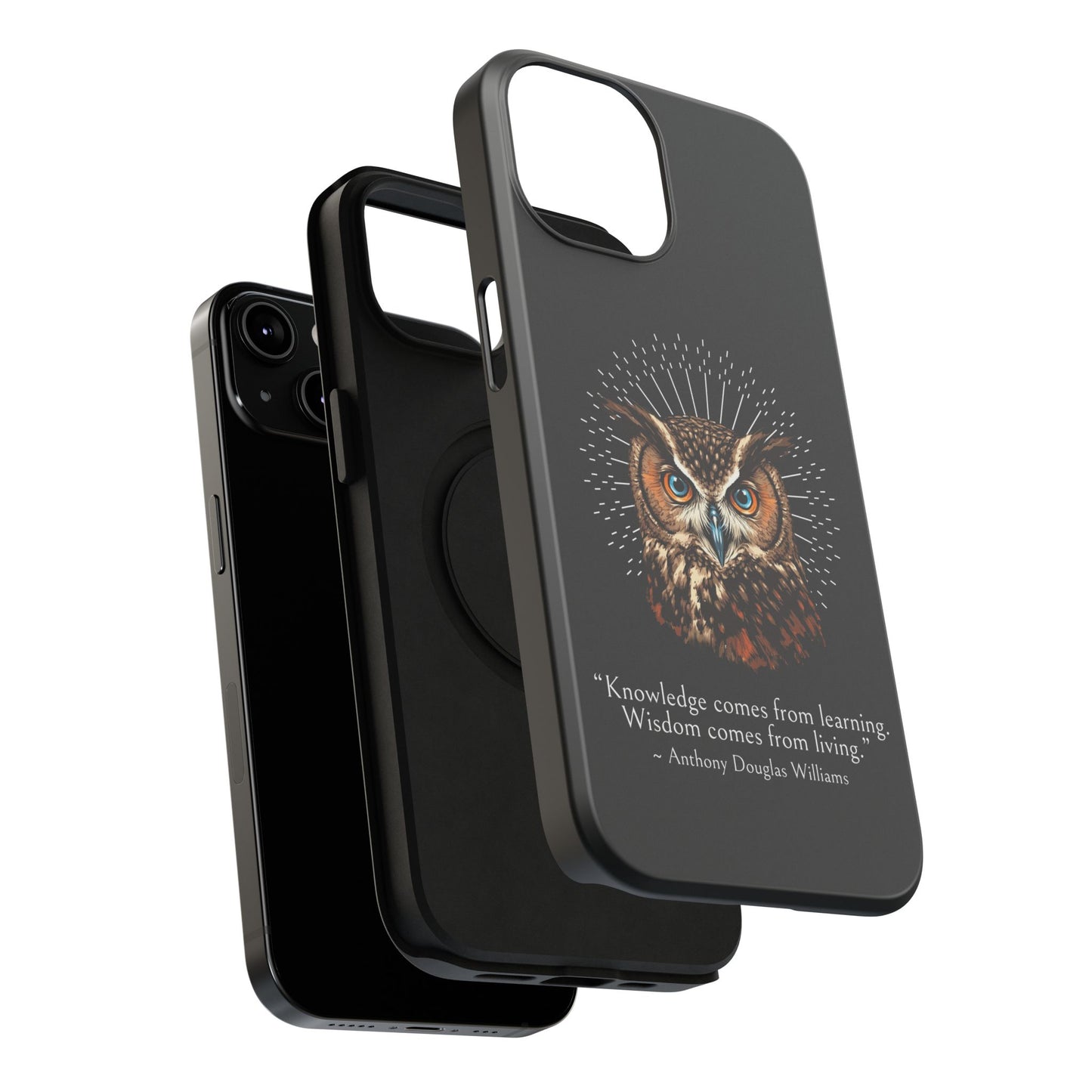 Black Owl Wisdom Impact-Resistant iPhone Case