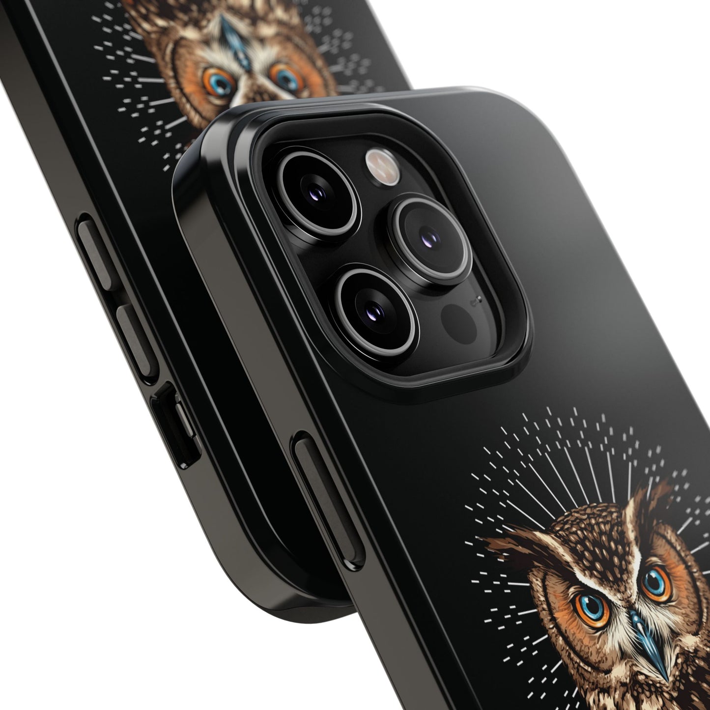 Black Owl Wisdom Impact-Resistant iPhone Case