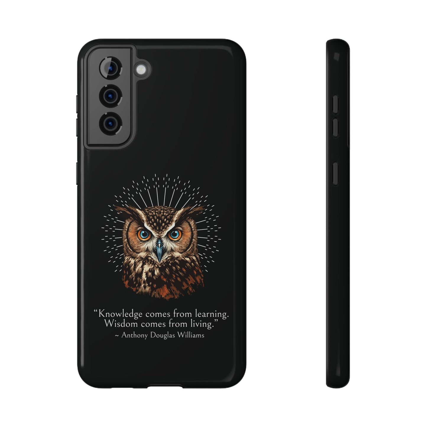 Black Owl Wisdom Impact-Resistant iPhone Case