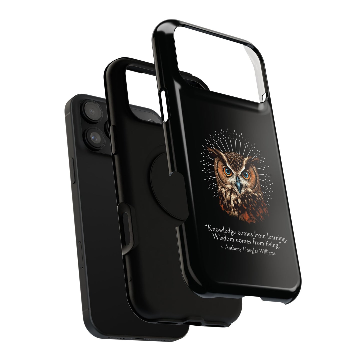 Black Owl Wisdom Impact-Resistant iPhone Case