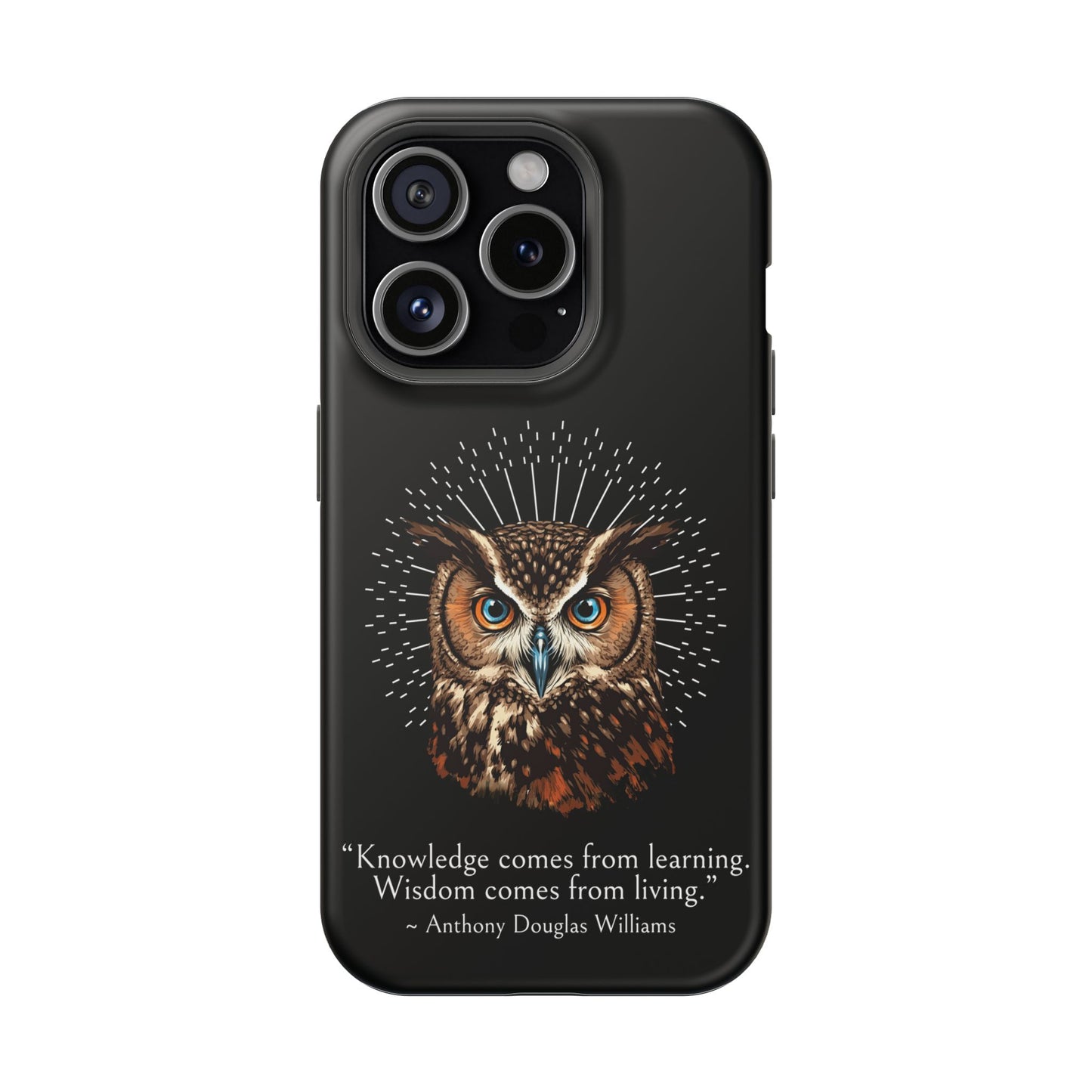 Black Owl Wisdom Impact-Resistant iPhone Case