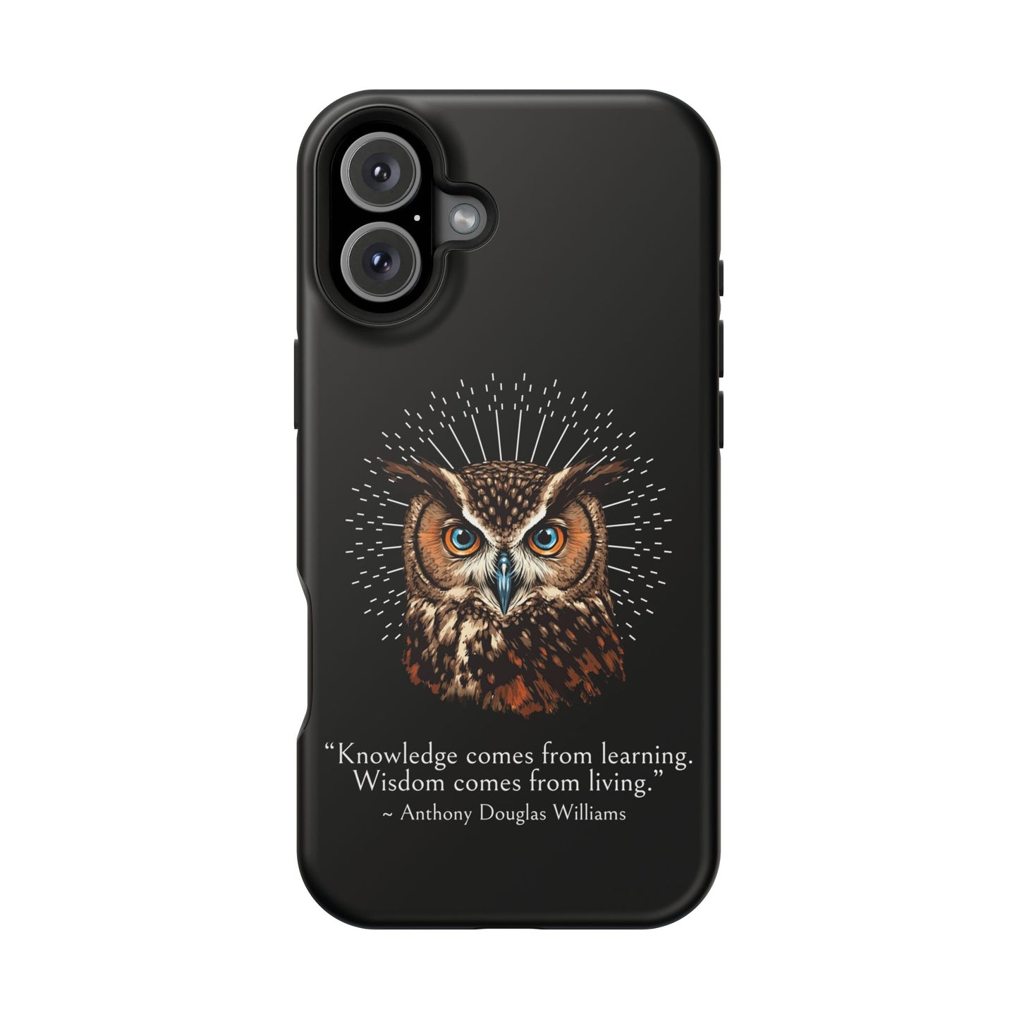 Black Owl Wisdom Impact-Resistant iPhone Case