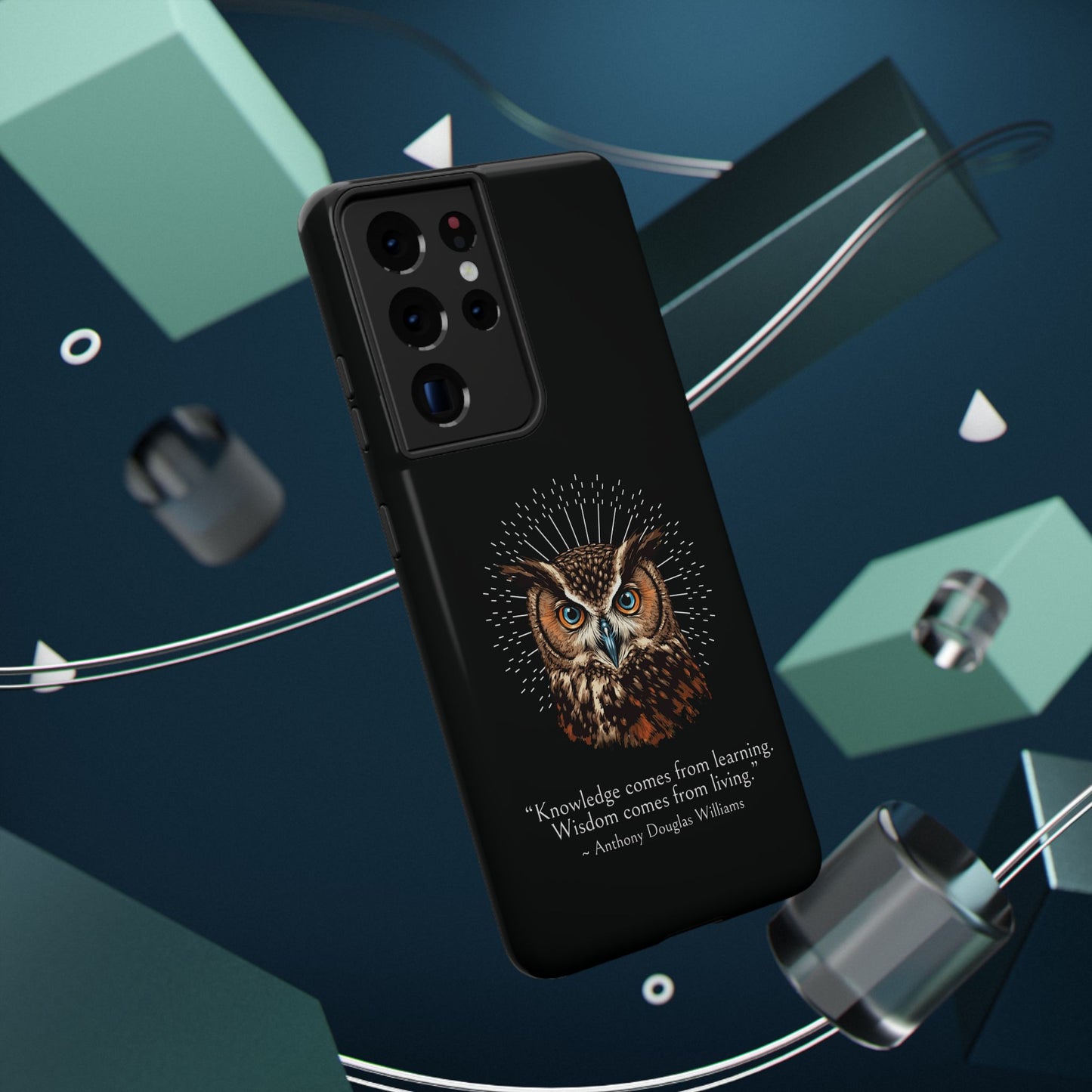 Black Owl Wisdom Impact-Resistant iPhone Case