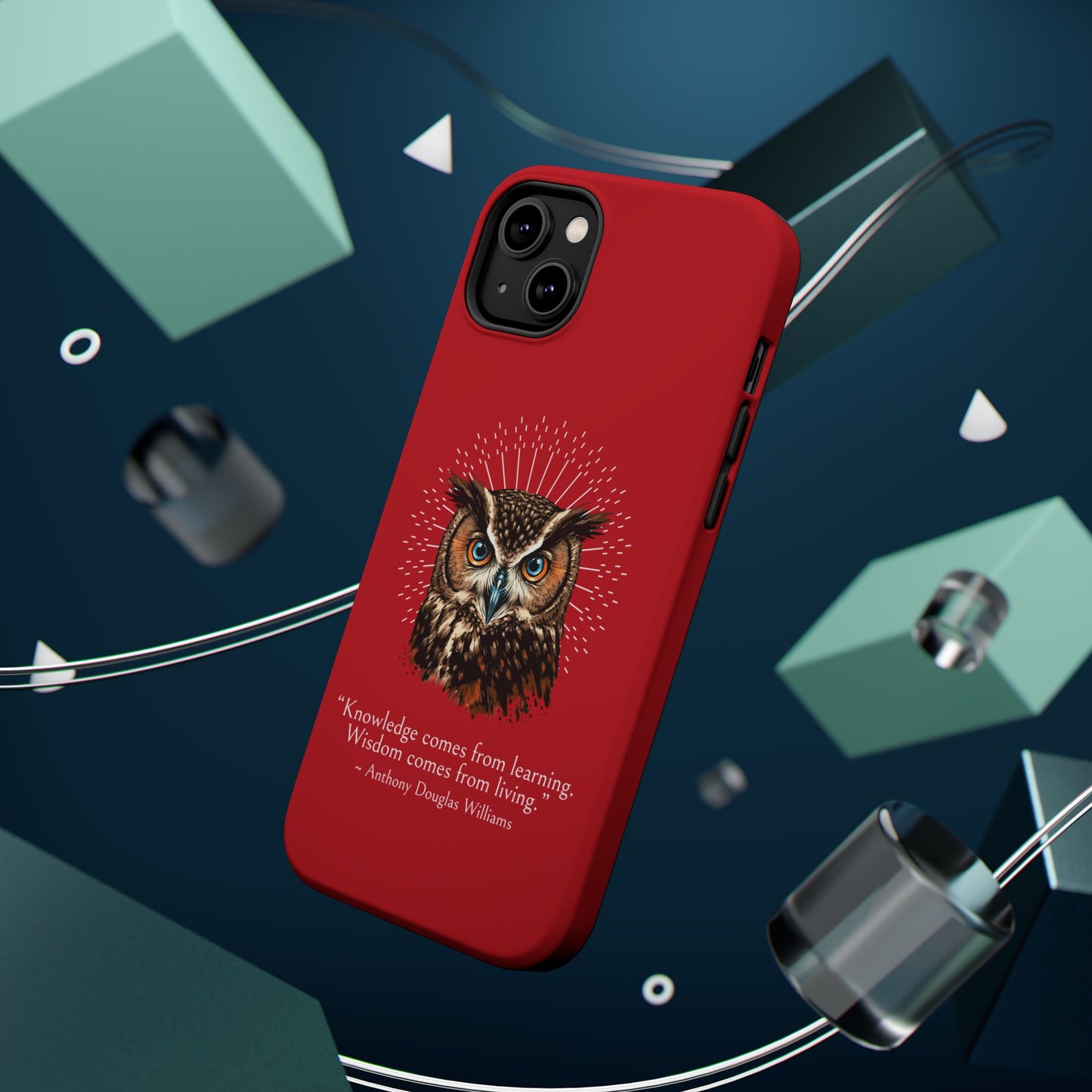 Red Owl Wisdom Impact-Resistant iPhone Case