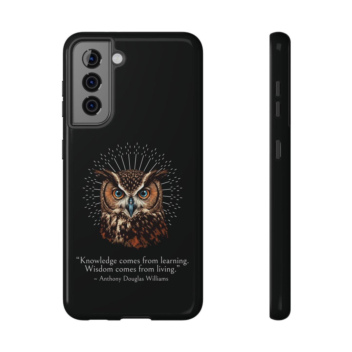 Black Owl Wisdom Impact-Resistant iPhone Case