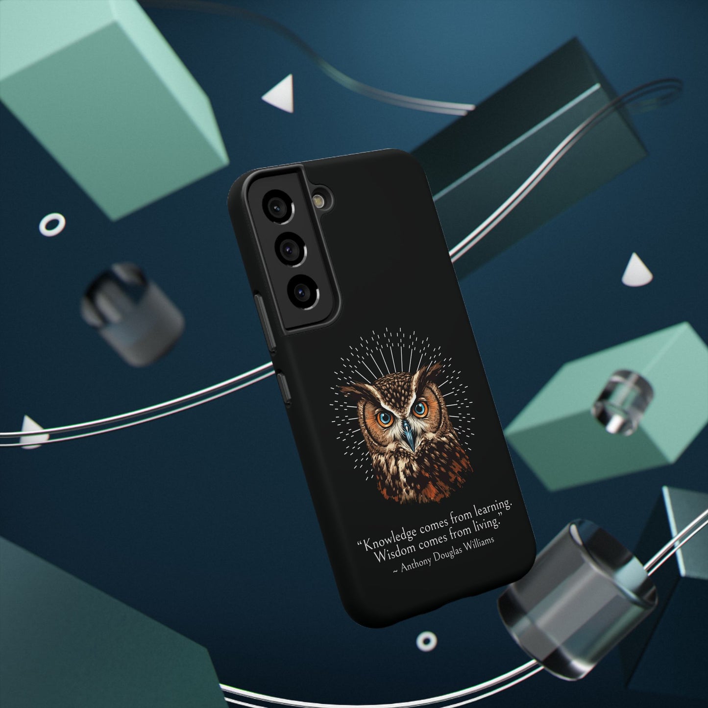 Black Owl Wisdom Impact-Resistant iPhone Case