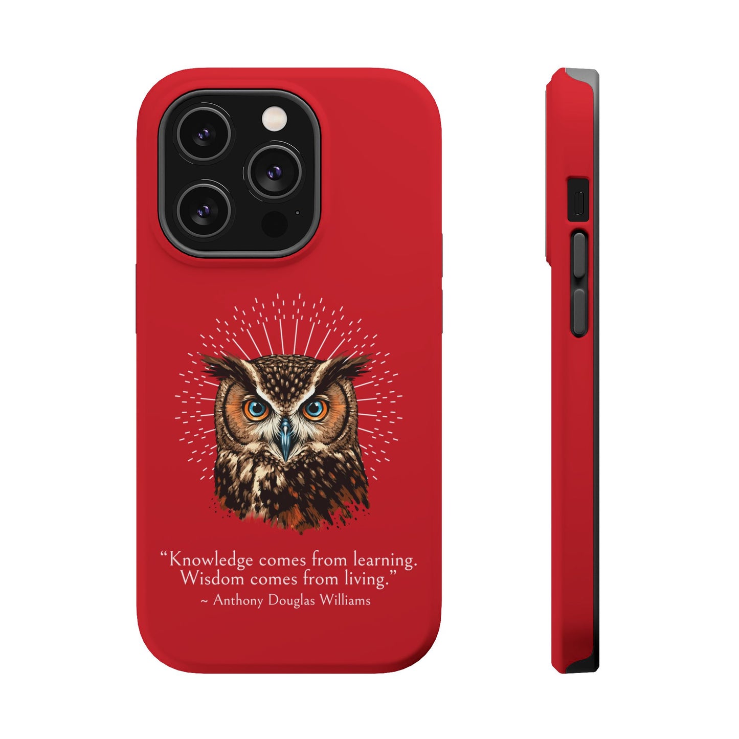 Red Owl Wisdom Impact-Resistant iPhone Case