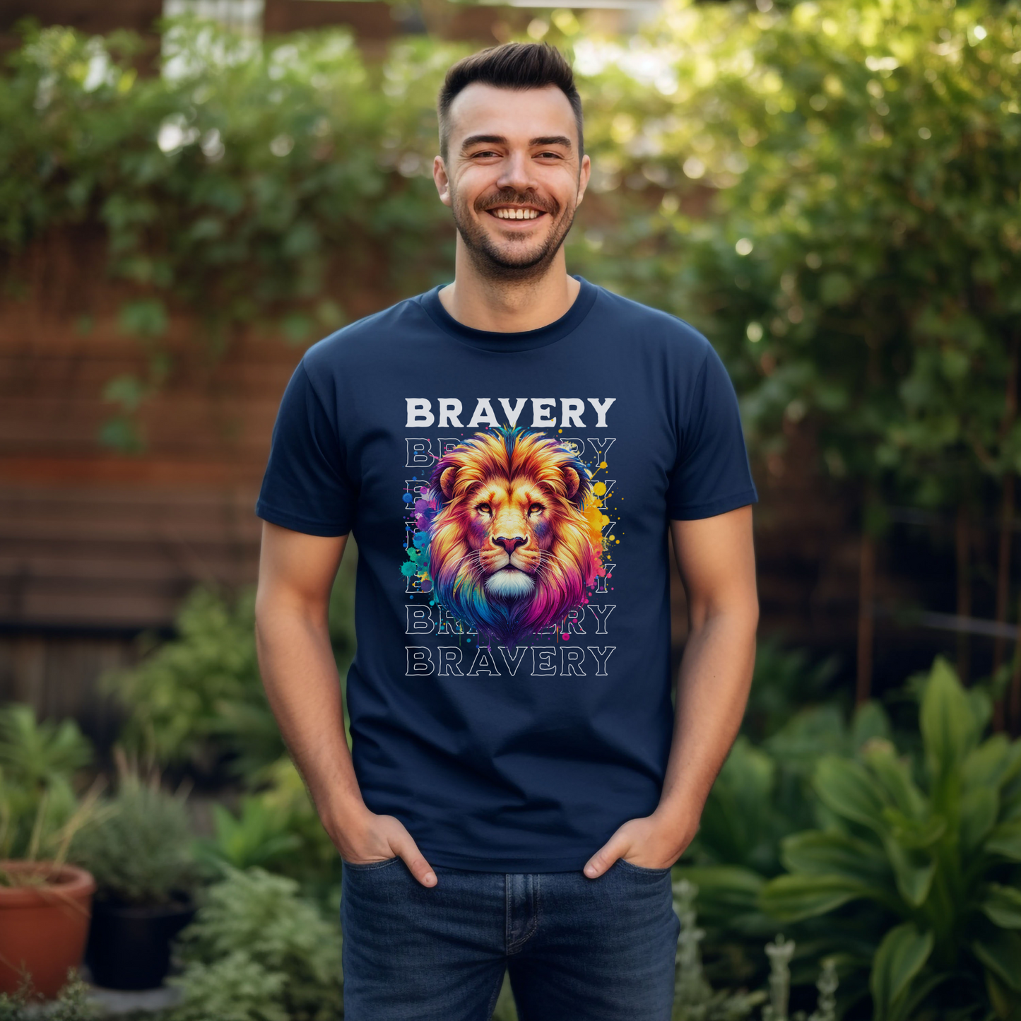 Men's Lion Bravery Short Sleeve T-Shirt