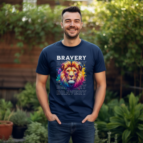 Men's Lion Bravery Shirt Sleeve T-Shirt
