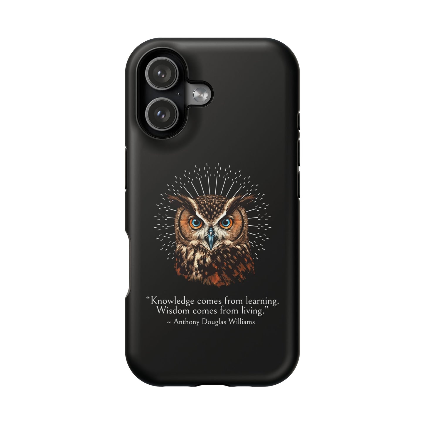 Black Owl Wisdom Impact-Resistant iPhone Case