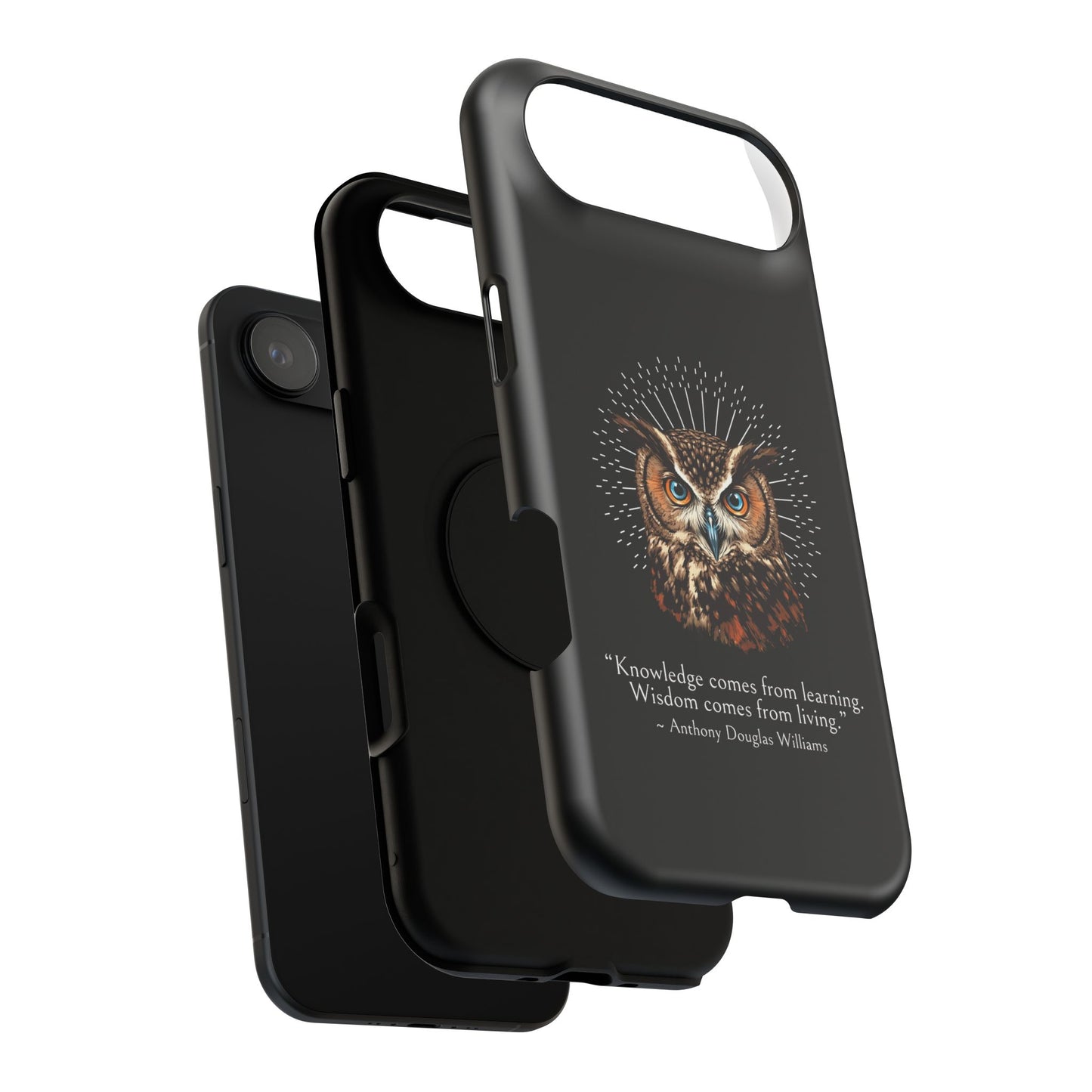 Black Owl Wisdom Impact-Resistant iPhone Case