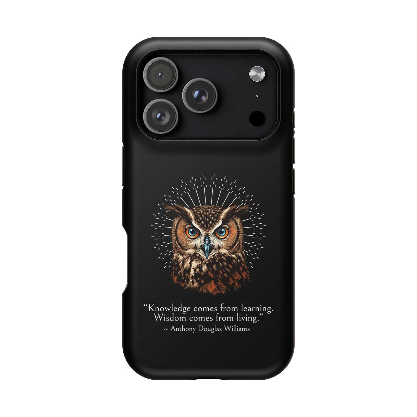 Black Owl Wisdom Impact-Resistant iPhone Case