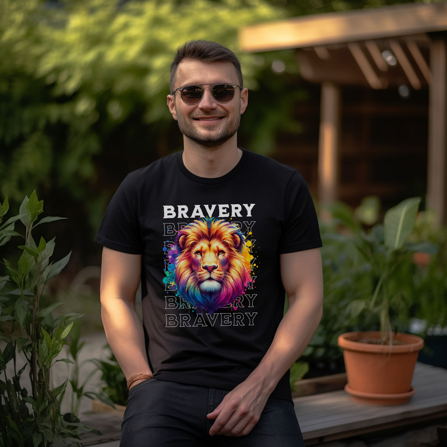 Men's Lion Bravery Short Sleeve T-Shirt