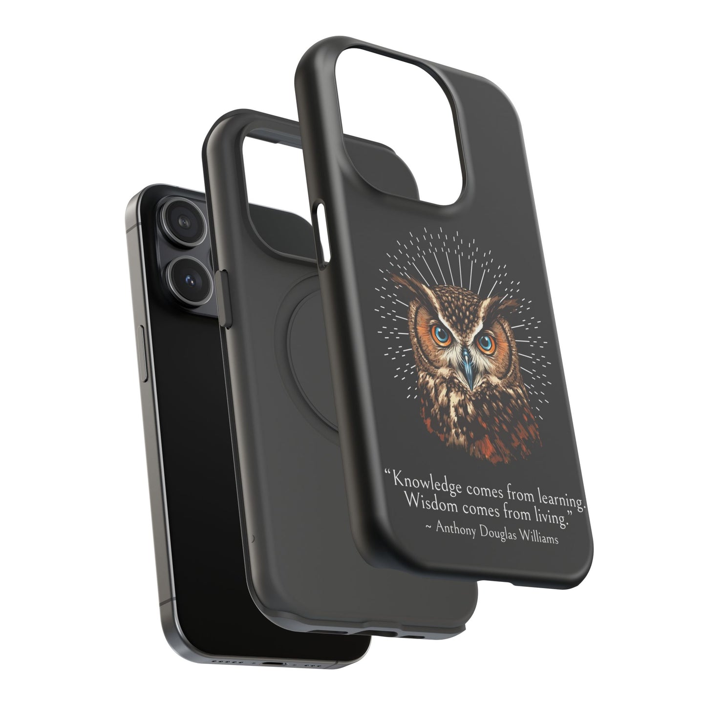 Black Owl Wisdom Impact-Resistant iPhone Case