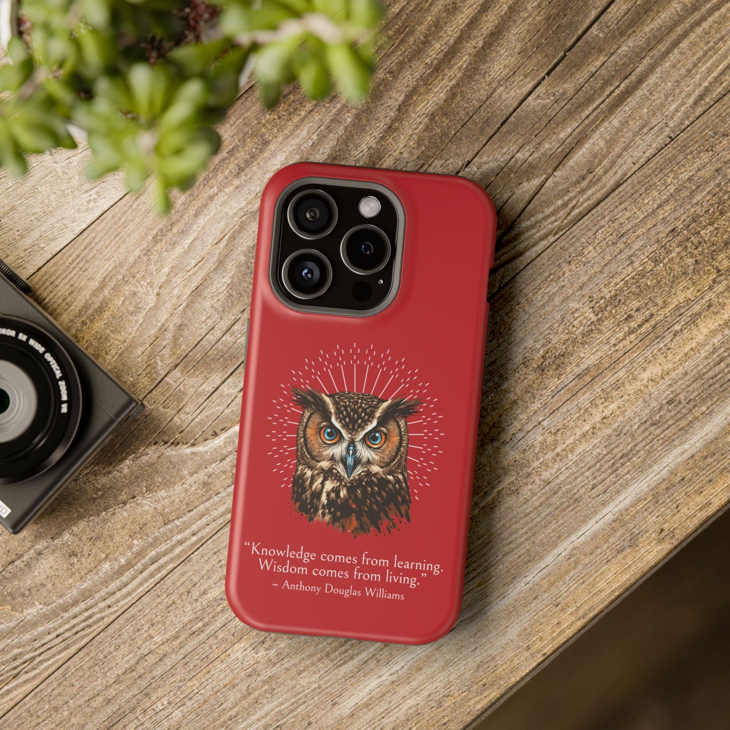 Red Owl Wisdom Impact-Resistant iPhone Case