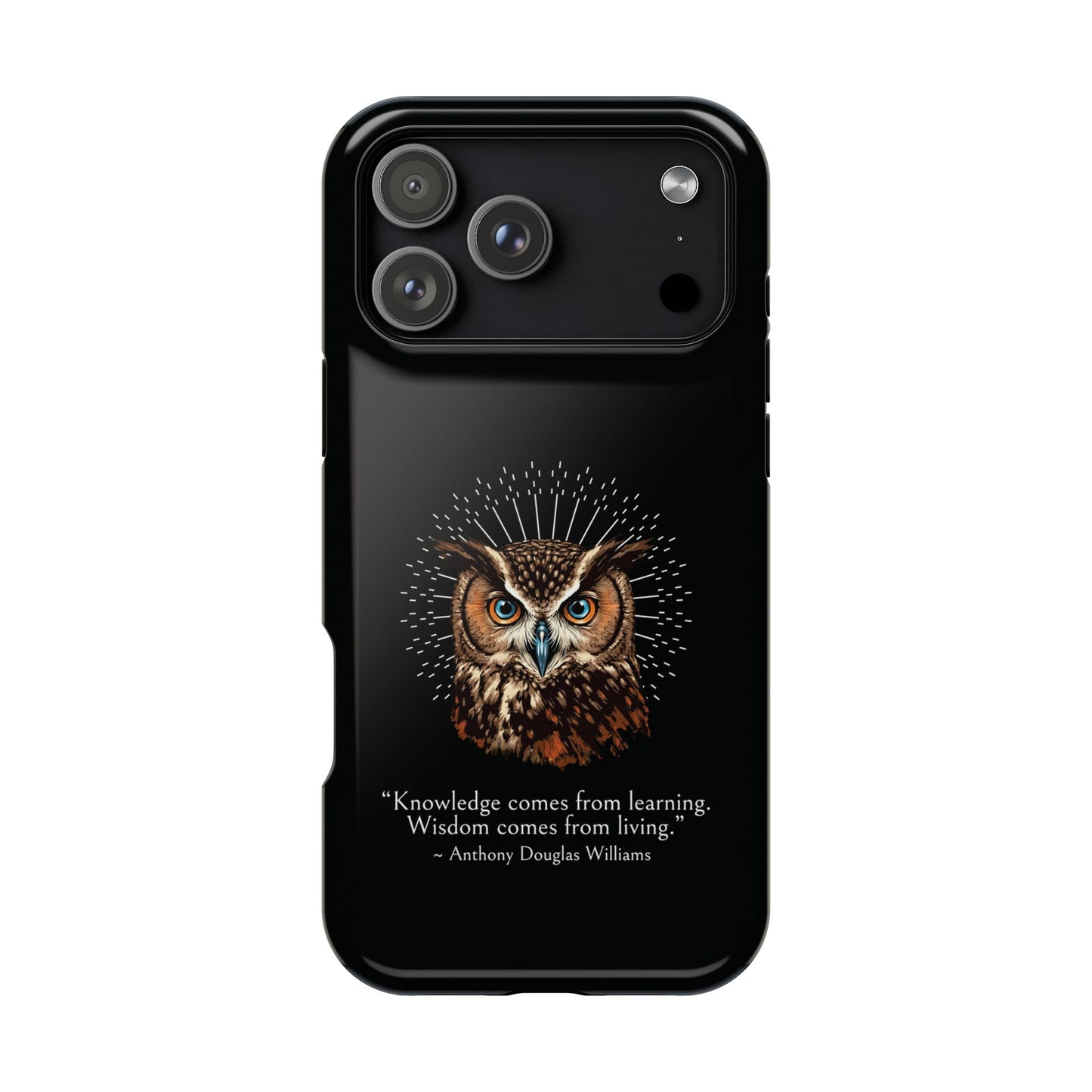 Black Owl Wisdom Impact-Resistant iPhone Case