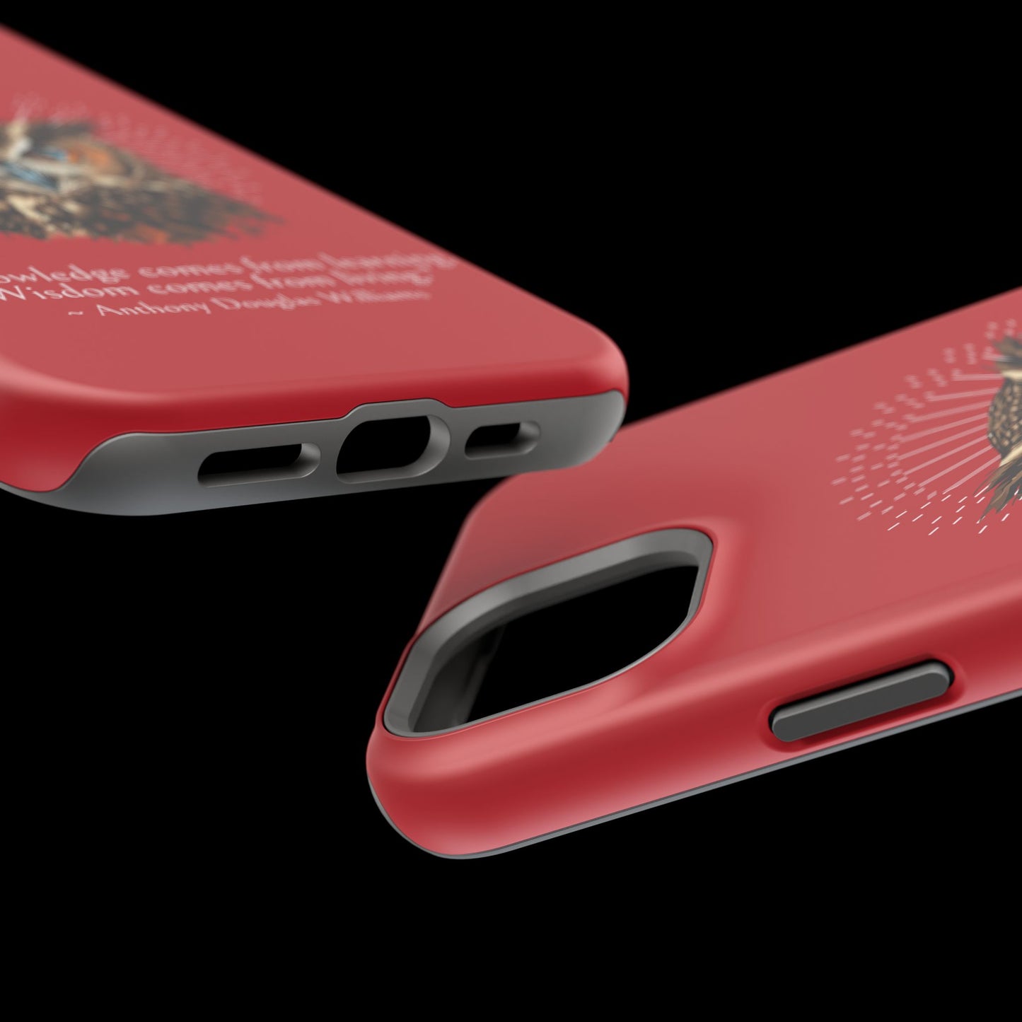 Red Owl Wisdom Impact-Resistant iPhone Case