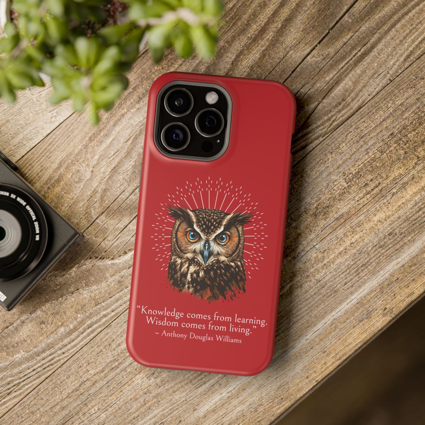 Red Owl Wisdom Impact-Resistant iPhone Case