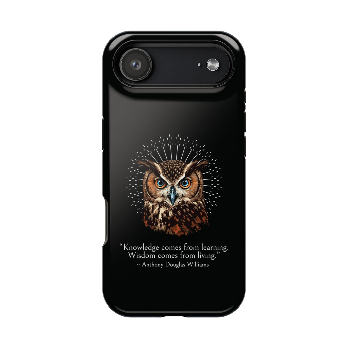 Black Owl Wisdom Impact-Resistant iPhone Case